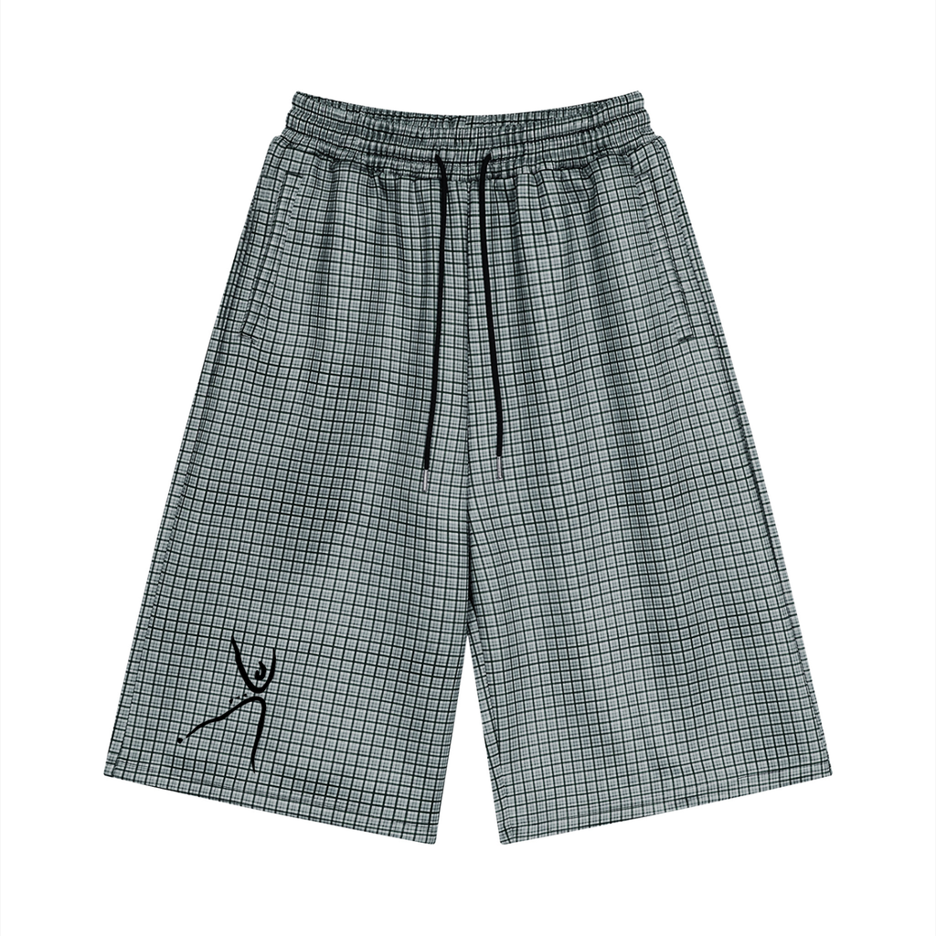Unisex Plaid Drawstring Shorts