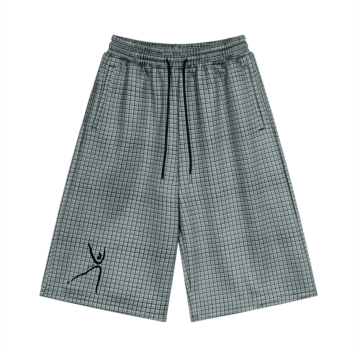Unisex Plaid Drawstring Shorts