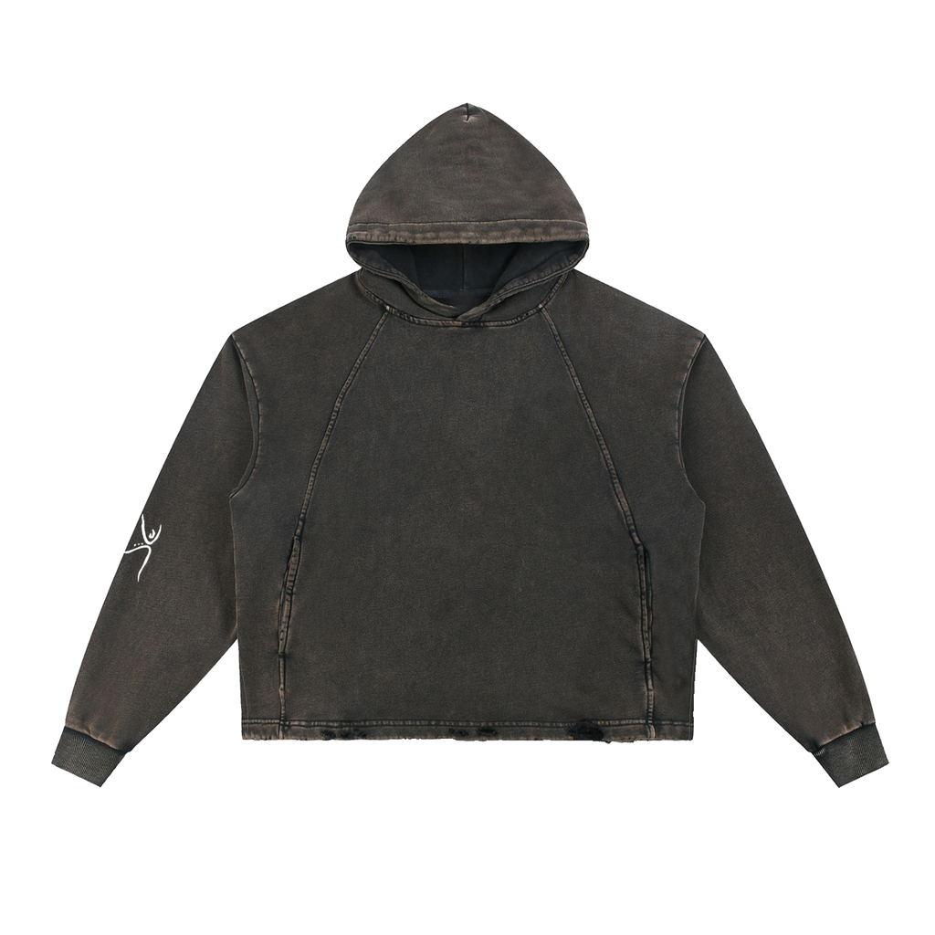 Vintage Washed Frayed-Hem Hoodie