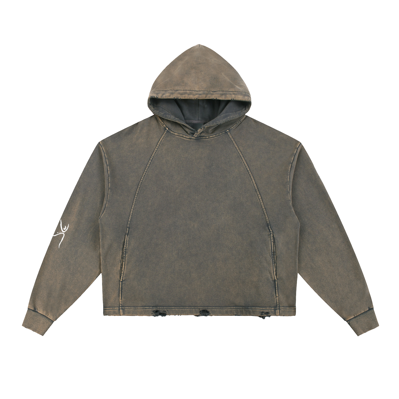 Vintage Washed Frayed-Hem Hoodie